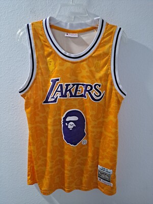 #ad Bape X Mitchell amp; Ness Los Angeles Lakers Lebron James #23 Stitch Jersey Size 36 $64.99