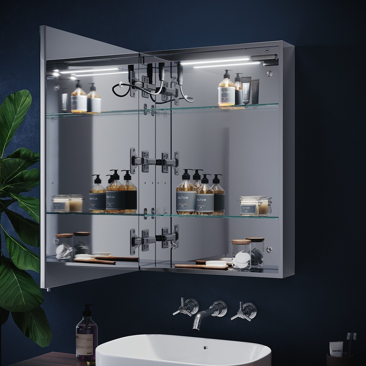 Langford Led Illuminated Bathroom Mirror With Shaver Socket