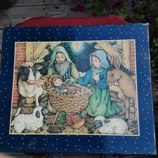 VINTAGE LANG & WISE NATIVITY by LISA BLOWERS  Away in a Manger 1997 NEVER USED