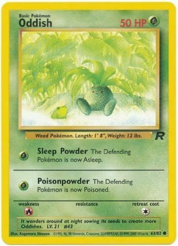 Oddish 63/82 Team Rocket Common Light Play LP Pokemon DNA GAMES