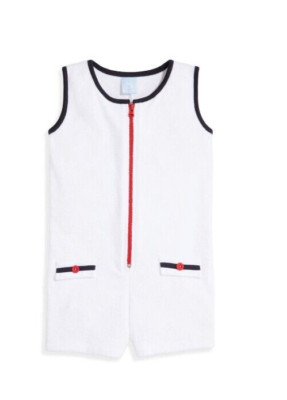 BELLA BLISS  Terry Zip Romper - White - NWT Girls 10