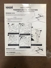 Sabreliner 40 Passenger Information / Safety Breifing Card