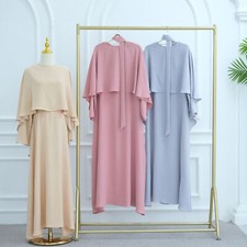 Muslim Long Dress Kaftan Female Elegant Robe cloak 2 Piece Set Islamic Clothing