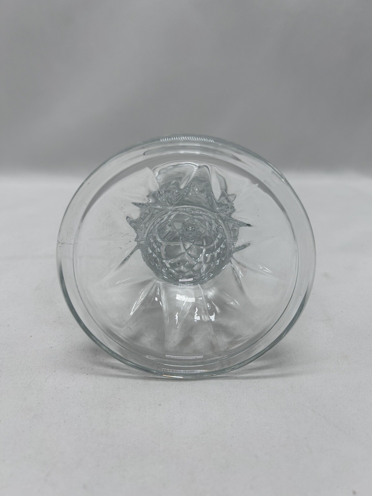 VTG Indiana Glass Crystal Candle Holder Cambridge Pineapple 6" Tall Candlestick