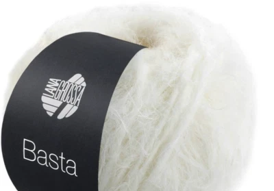 (kg/138€) NEU! BASTA Lana Grossa 50g Fb. 01 rohweiß federzarter Flausch
