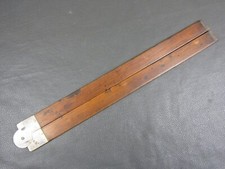 Early vintage boxwood & brass 2 fold 24" rule ruler with steel tips