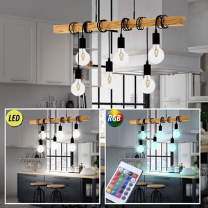 LED Decken Pendel Lampe Küche RGB Fernbedienung Holzbalken Hänge ... LED Decken Pendel Lampe Küche RGB Fernbedienung Holzbalken Hänge ...