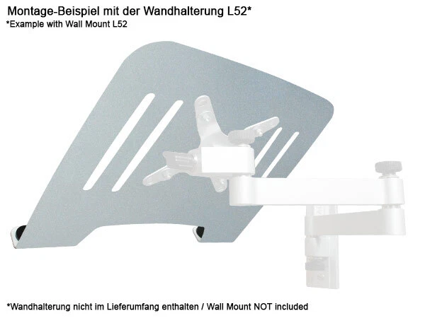 Vassoio per laptop in argento per il fissaggio a un supporto da parete VESA 75 - Immagine 3 di 4