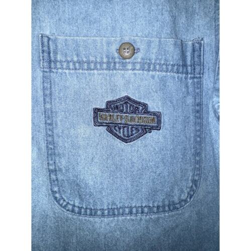 Camicia uomo Harley Davidson media manica lunga denim con bottoni - Foto 2 di 9