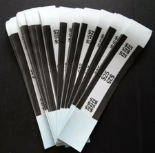 100 - Black $25 Cash Money Self-Sealing Straps Currency Bands 