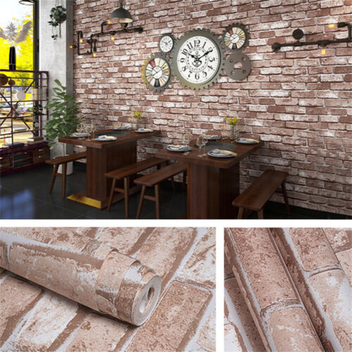 10M Silver Grey 3D Realistic Brick Effect Wallpaper Slate Stone Vintage Textured - Picture 10 of 40