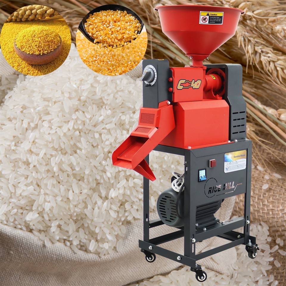 Sheller Roller Rice 220V Rice Sheller Peeling Huller Machine 2.4HP Powerful Rice Miller ...