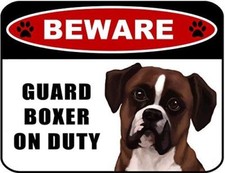 Beware Guard Boxer v1 on Duty 11.5 inch x 9 inch Laminated Dog Sign