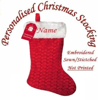 PERSONALISED CHRISTMAS STOCKING Deluxe Luxury Stockings XMAS GIFT Embroidered UK