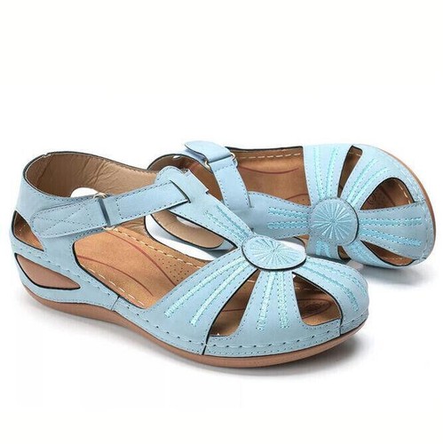 Sandalias de cuña con plataforma para mujer Verano Damas Punta redonda Gancho y bucle Zapatos informales - Imagen 6 de 22