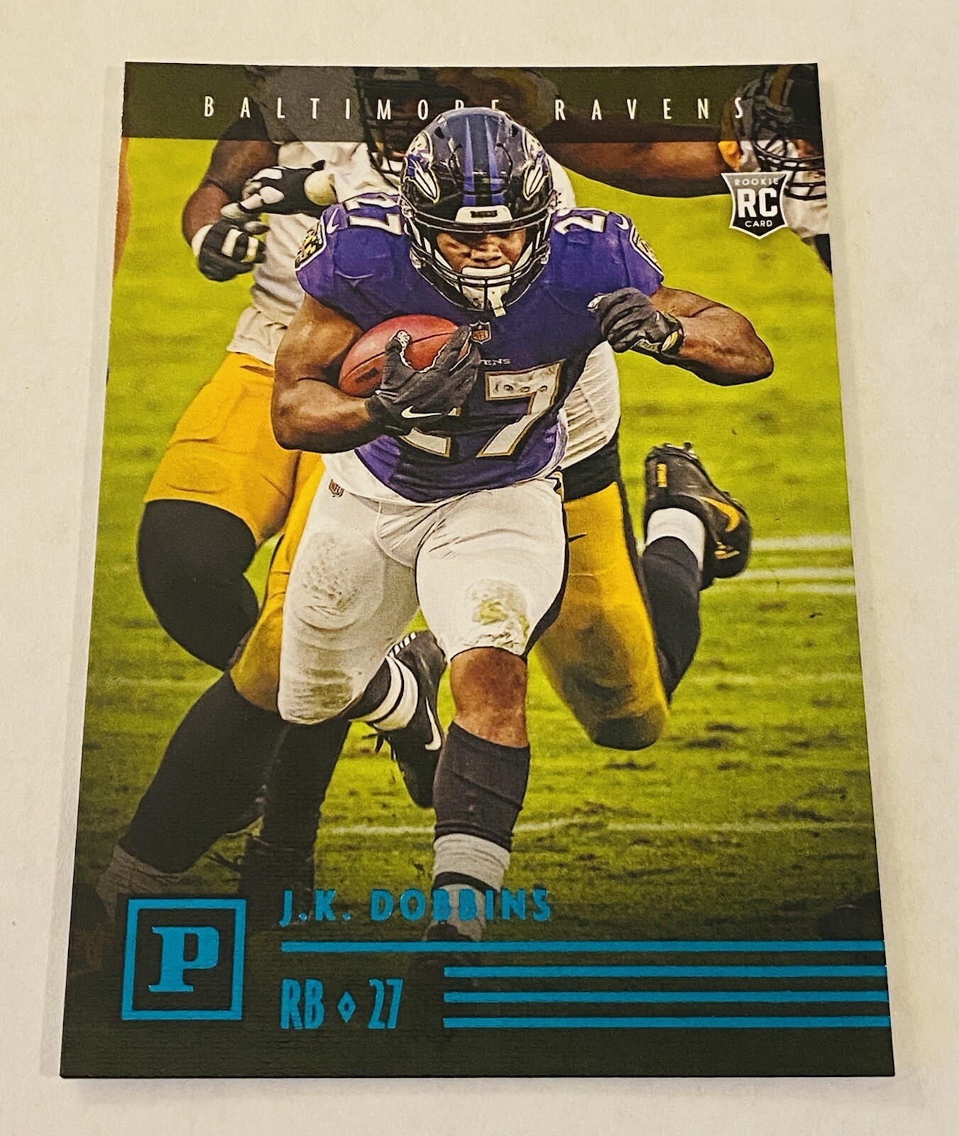 2020 Panini Chronicles JK Dobbins Teal Rookie Card Baltimore Ravens