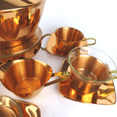 Vintage Tee Service Kupfer Teekanne & Rechaud Tea Copper Set Germany 1950s 1960s - Bild 3 von 10
