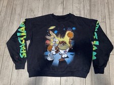 Space Jam Size M Tune Squad Black Sweatshirt Bugs Bunny  Taz Used Black