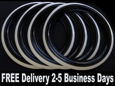 Omega Portawalls 15 Add-on Black White Band Wall Tire Insert Trim Set Of 4