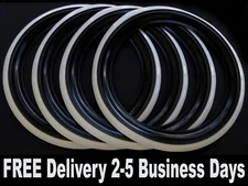 OMEGA Portawalls 15" Add-On Black White Band Wall Tire Insert Trim SET OF 4