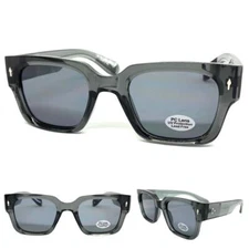 Mens Classic Elegant Vintage 50's Retro Style SUNGLASSES Thick Square Gray Frame