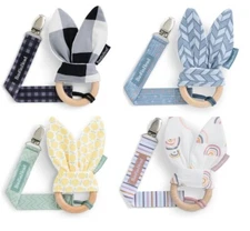 BooginHead Pacifier Clip and Natural Wood Baby Teether