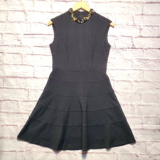 Eliza J Dress Womens 6P Black Embellished Rhinestone Neck Sleeveless Back Zipper