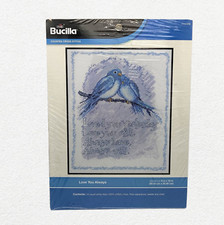New Bucilla Counted Cross Stitch Kit, Love You Always, Birds, 8 x 10
