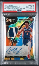 2021 PANINI SELECT ROOKIE JERSEY AUTO TIE-DYE PRIZM CADE CUNNINGHAM 5/25 PSA 10