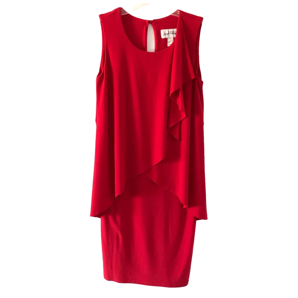Vestido midi rojo Joseph Ribkoff para mujer talla 4 capas fiesta cóctel Foto 2 de 4