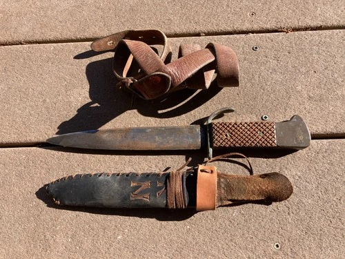 Vintage WW2 US Army Military Theater Made Combat Knife w/ Sheath