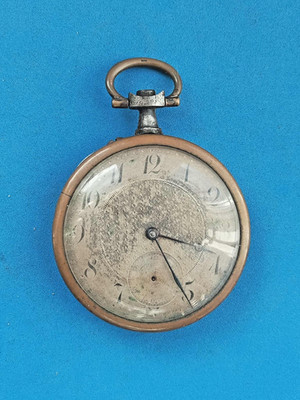 Antike Herren Rotguss Taschenuhr handgravierte Inschrift 1907
