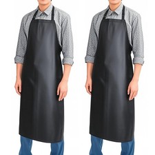 Black Waterproof Rubber Vinyl Heavy Duty Adjustable Kitchen Lab Bib Apron 40 In