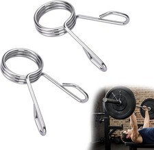 Spring Clip Collars 2 Inch Olympic Barbell Clamps Weightlifting Silver 1 Pr