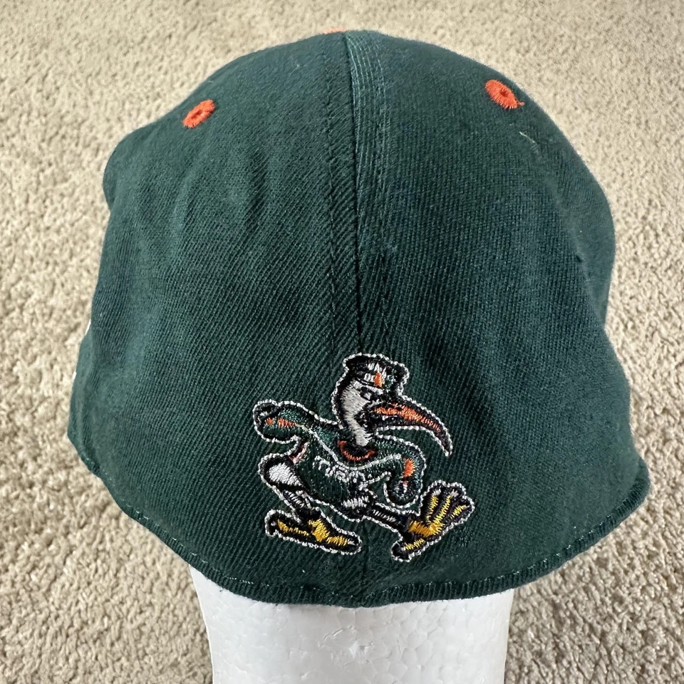 Vintage Miami Hurricanes Hat Cap Fitted Mens 7 1/4 NCAA Baseball M Logo 90s - Image 3 of 4