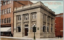 Brandon Manitoba Canadian Bank of Commerce Canadian Pacific Sign Postcard H80