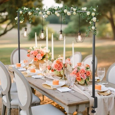 UIMOSO Over The Table Rod Stand Metal Arch Frame 28"-98" Adjustable Wedding Party Decor