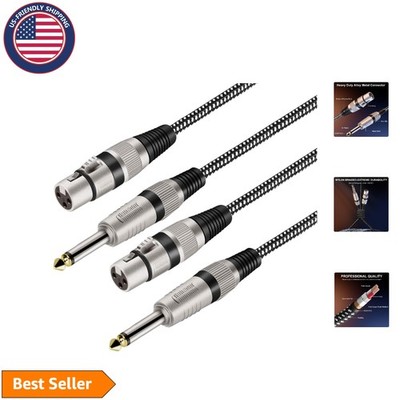 High-Fidelity 3FT XLR to 1/4 TS Cables - Durable Braided Microphone Connectors