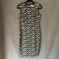Calvin Klein Women’s Pencil Dress Size 6 Black White Geometric Office Business