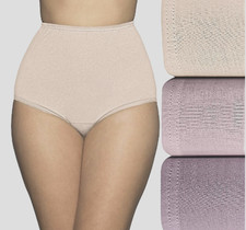 Womens 3 VANITY FAIR Cotton BRIEFS Panties Beige Lavender Purple Dusk 6 or 7 NWT