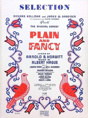 Plain And Fancy Piano Selection Sheet Music 1955 Musical Albert Hague Horwitt