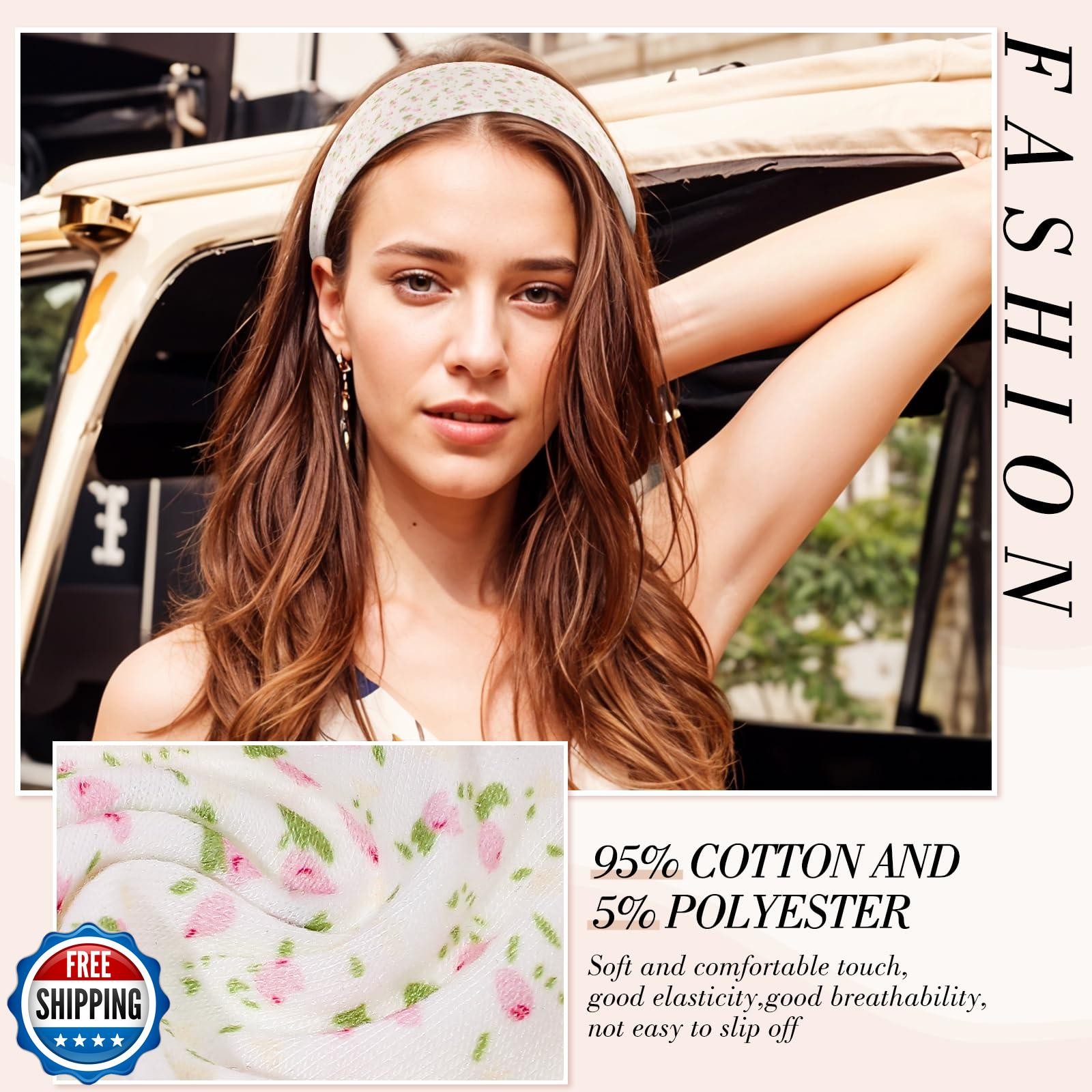 obeoby Headbands for Women, Floral Women's Headband Non Slip Stripe Heart Hai