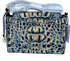 Brahmin Hillary Gold Cosmos Blue Multi Croc Embossed Leather Crossbody Bag NWT