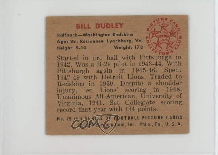 1950 Bowman Bill Dudley #29 HOF - Image 2 of 2