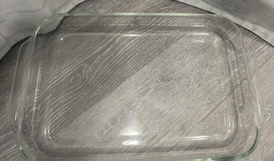 4 Qt. Pyrex 234 Baking Dish 15 x 10 x 2 Clear Glass w/Handles Sheet Cake Pan