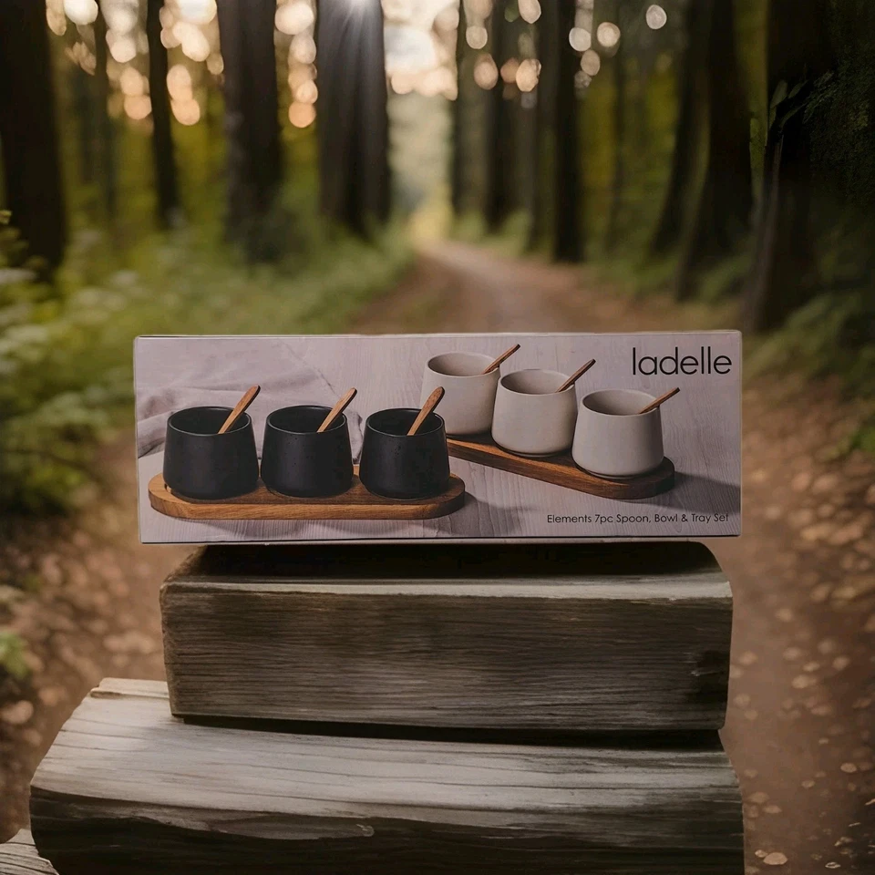 Ladelle: Elements 4 white deep Bowl Spoon & Tray Set - image 3 of 4
