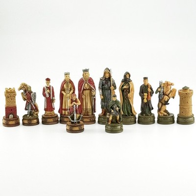 Handbemalte Camelot Schachfiguren 8cm aus Kunstharz 32St