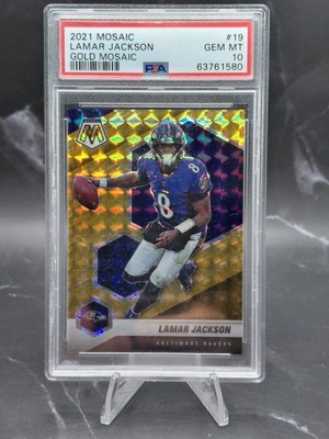 2021 Panini Mosaic - Lamar Jackson Gold Mosaic! 8/10! Jersey Match! Ravens