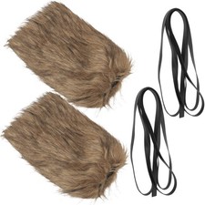 1 Set Viking Cosplay Fur Boot Covers Faux Fur Wrist Cuffs Furry Boot Covers Fur