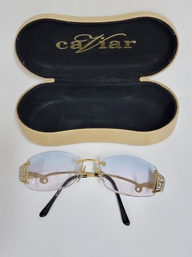 Vintage M6160 CAVIAR EYEGLASSES FRAMES Crystals Women Gold Italy Rx Glasses.